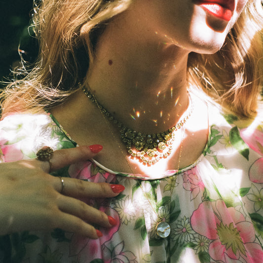 1950s Peridot Rhinestone Choker Necklace