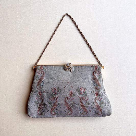 Darling 1940s Ornate Roses Beaded Handbag