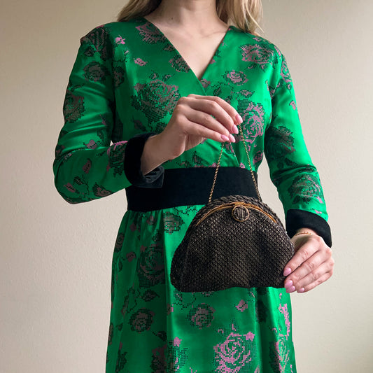 1950s Black Beaded French Handbag