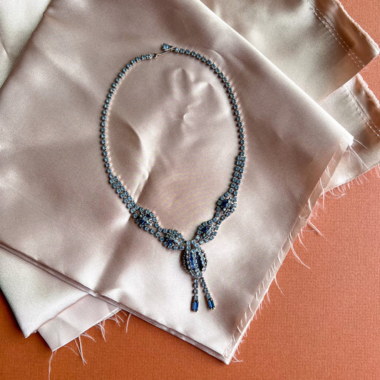 1950s Blue Gemstone Lariat Necklace