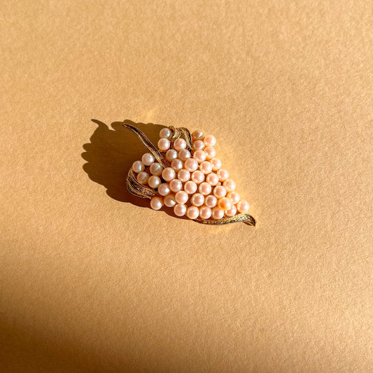 1950s Pearl and Gold Grape Brooch
