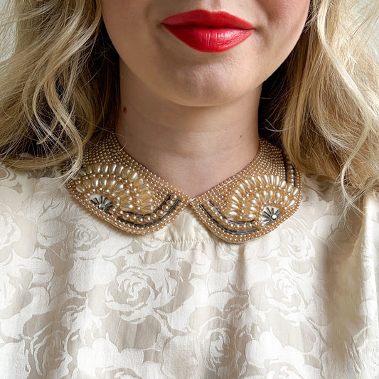 Stunning 1950s Pearl Encrusted Peter Pan Necklace