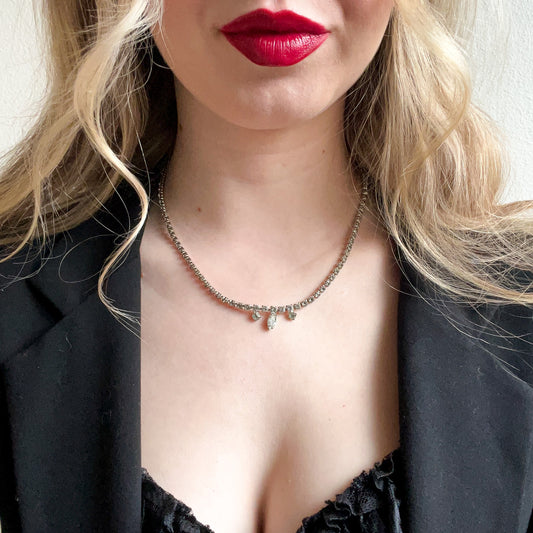 Minimalist 1950s Rhinestone Choker Necklace