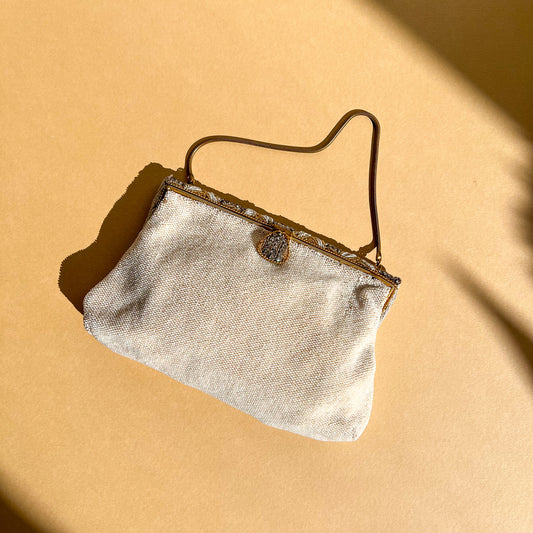 1950s Saks Fifth Avenue White Beaded Handbag
