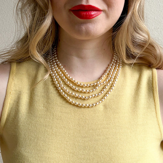 1960s 4-Strand Pearl Choker Necklace