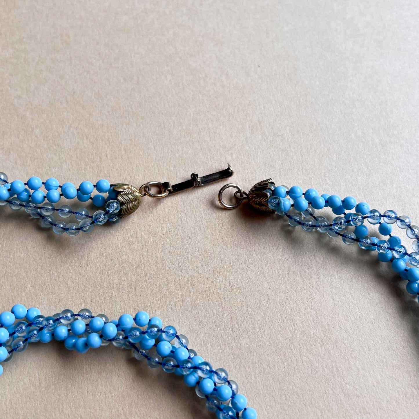 1960s Sky Blue Beaded Long Necklace