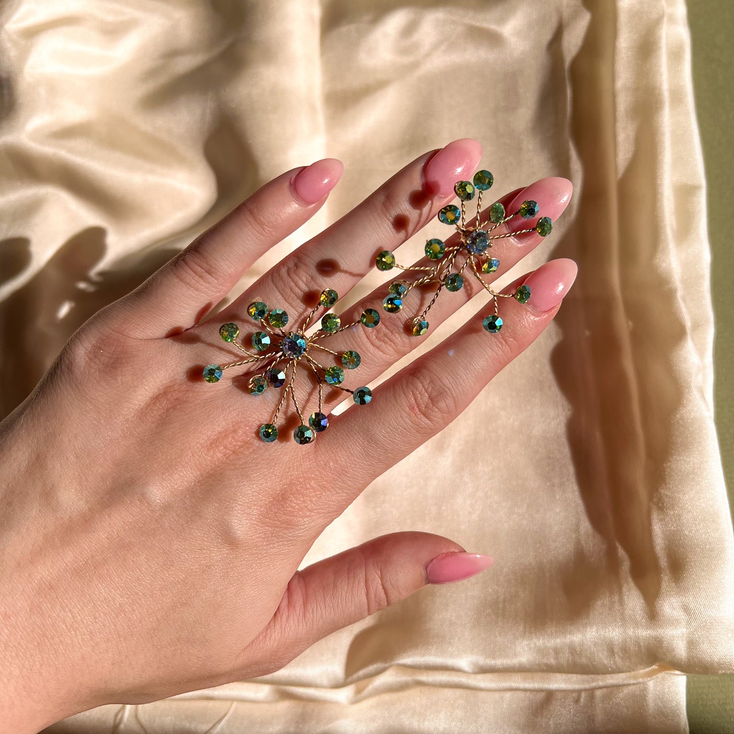 1960s Iridescent Blue Galaxy Earrings