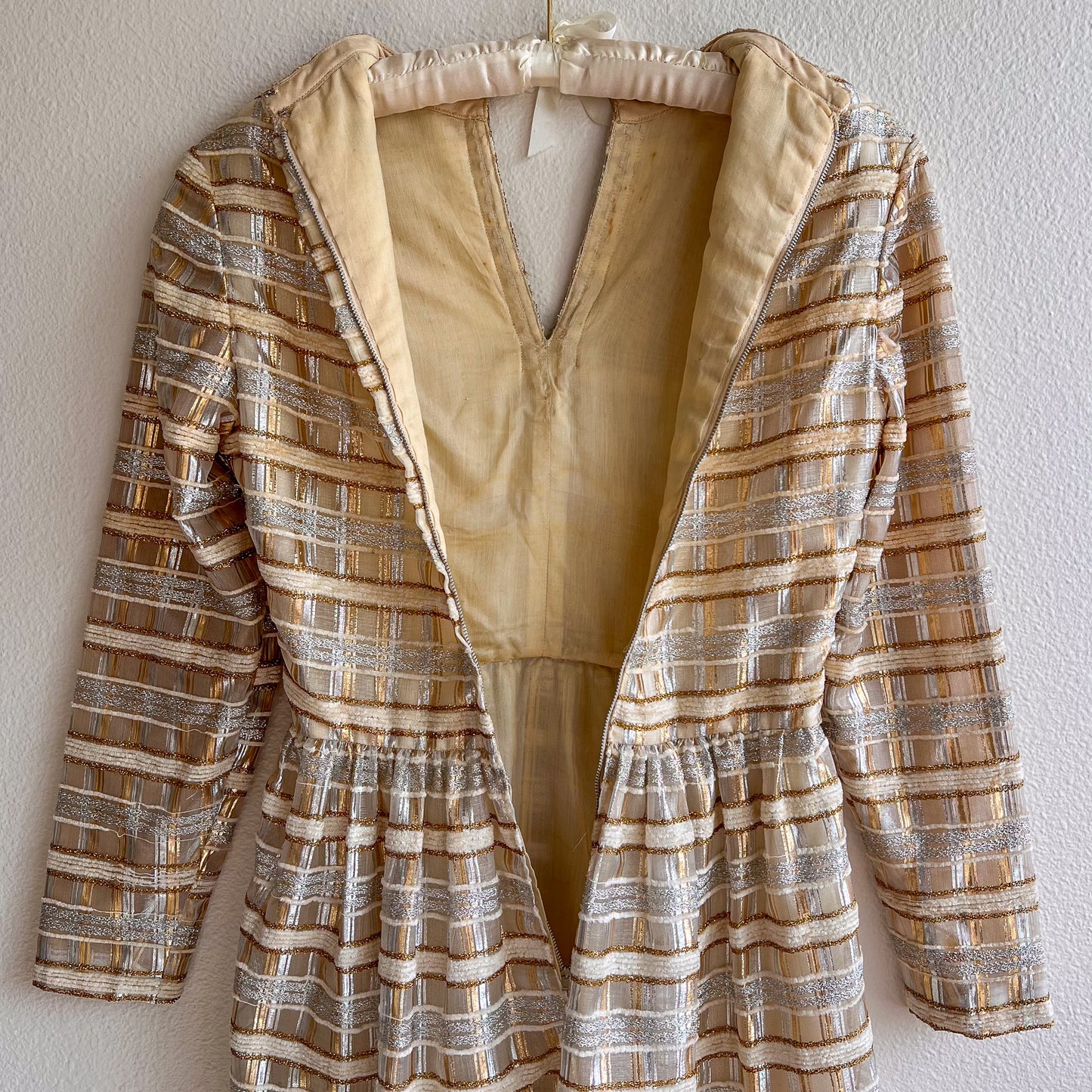Glamorous 1960s Gold and Silver Party Dress (S)