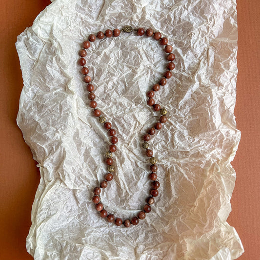 1960s Goldstone Beaded Long Necklace