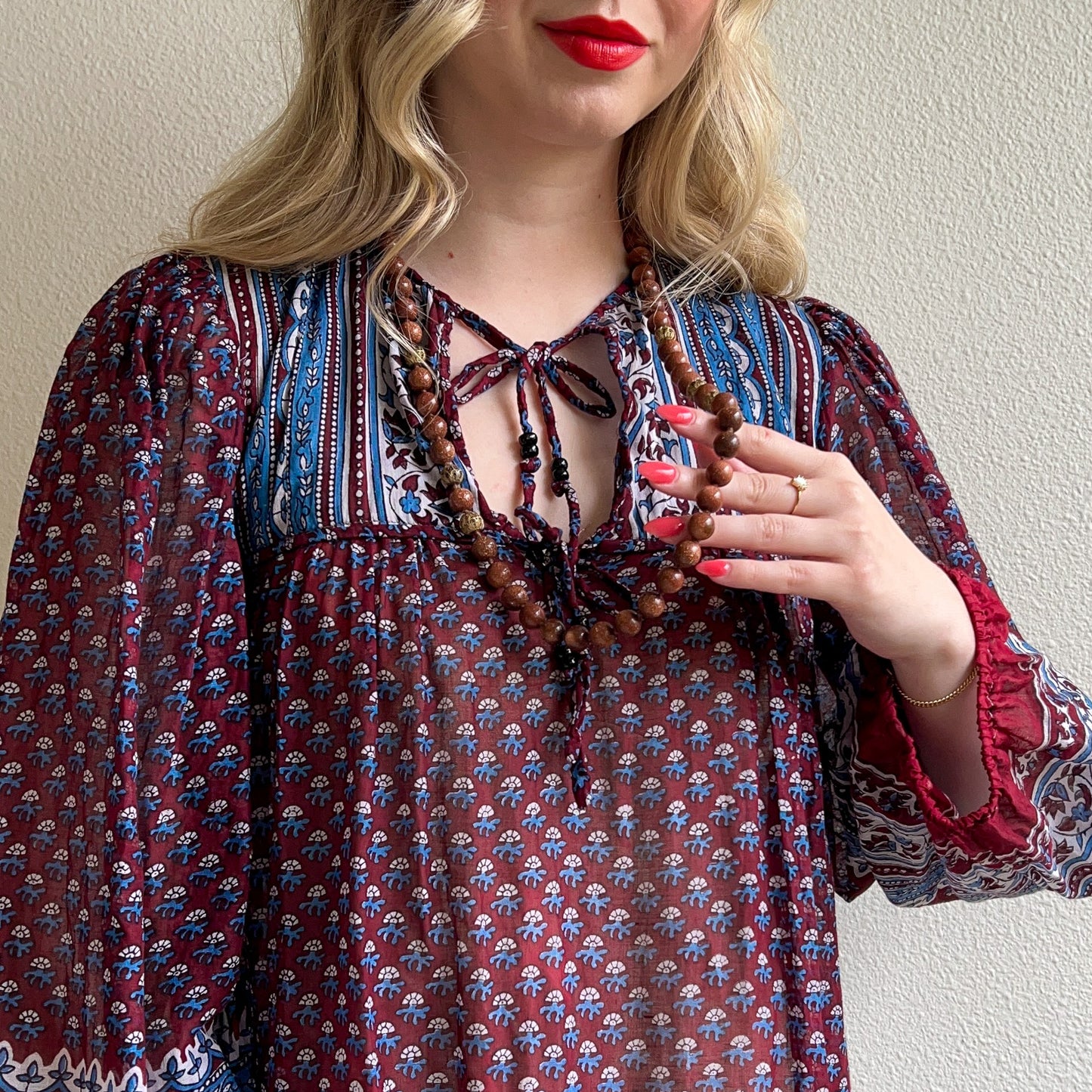 1960s Goldstone Beaded Long Necklace