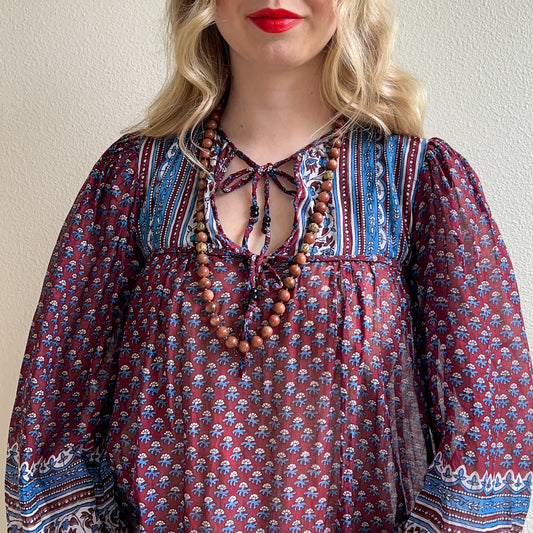 1960s Goldstone Beaded Long Necklace