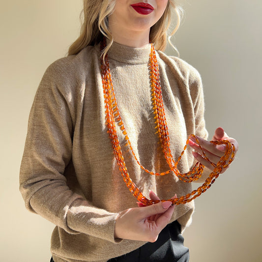 1960s Long Necklace With Bronze Faceted Beads