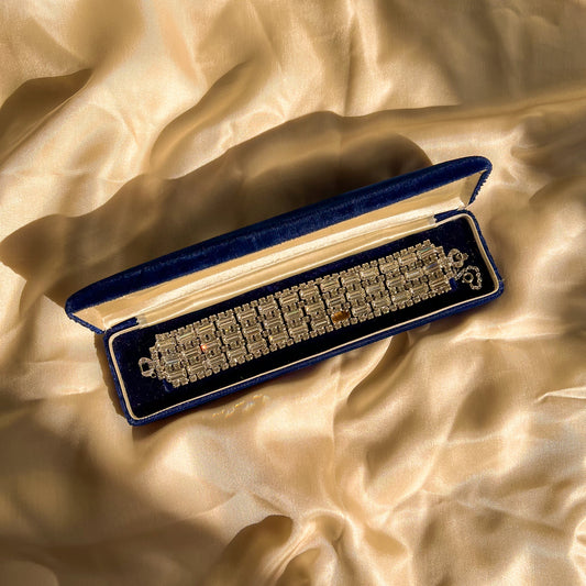 1960s Rhinestone Bracelet In Original Velvet Box