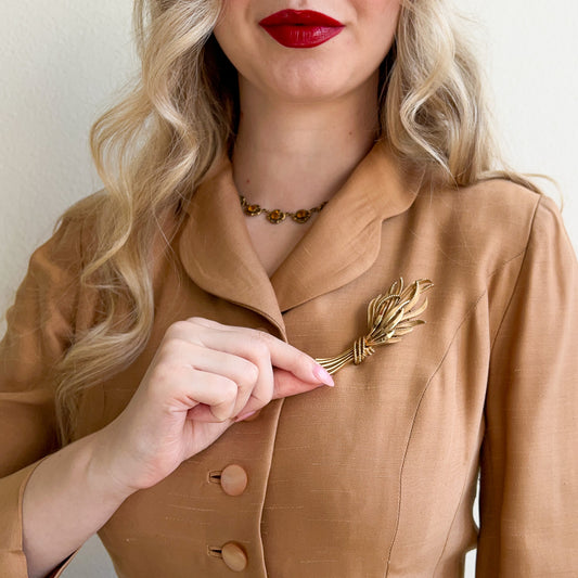 1960s Bushel of Wheat Gold Brooch