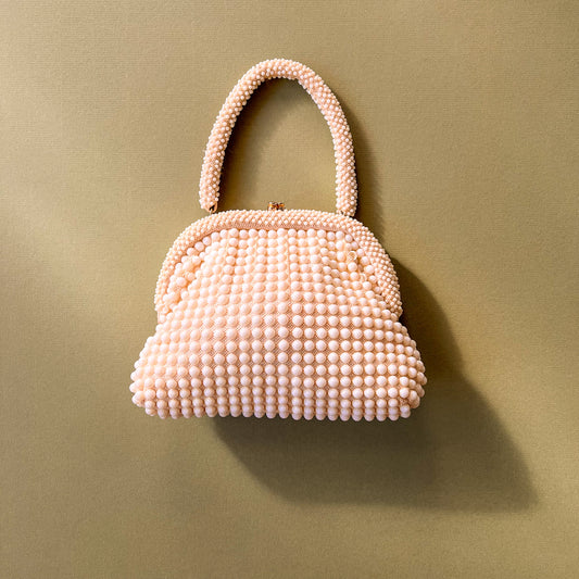 Retro 1960s Round White Beads Purse
