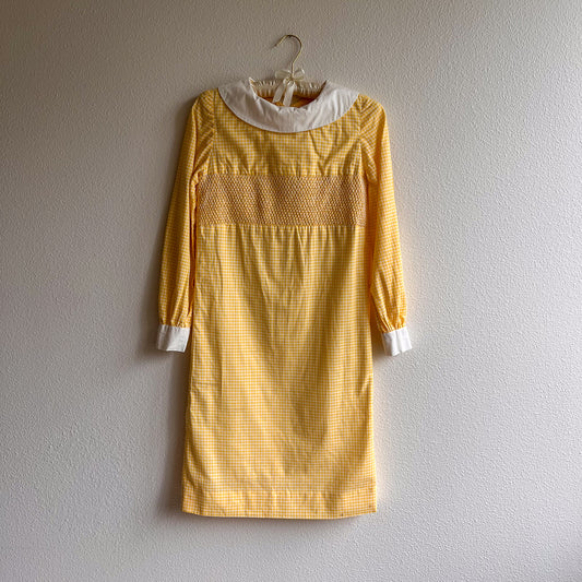 Adorable 1960s Yellow Gingham Babydoll Dress (XS)