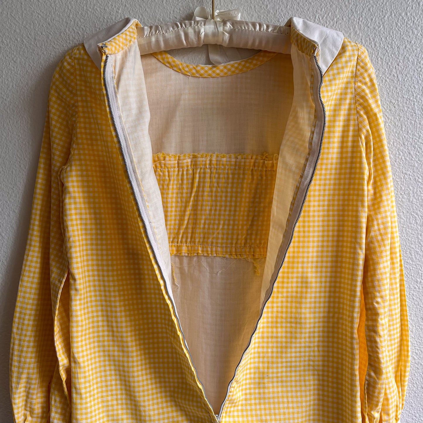 Adorable 1960s Yellow Gingham Babydoll Dress (XS)