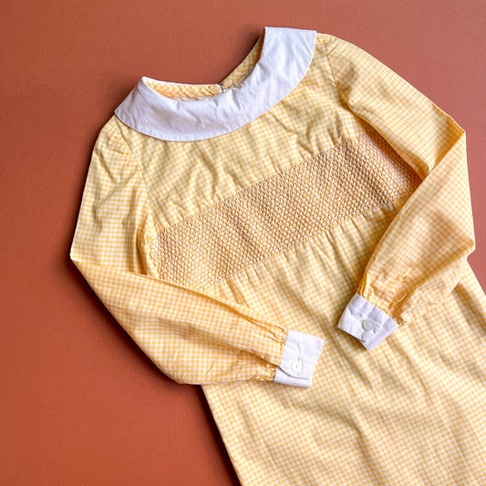 Adorable 1960s Yellow Gingham Babydoll Dress (XS)