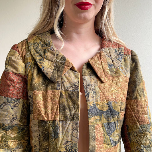 1970s Autumnal Patchwork Quilted Jacket (M)