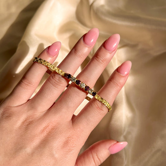 1970s Gold Bracelet With Purple Rhinestones