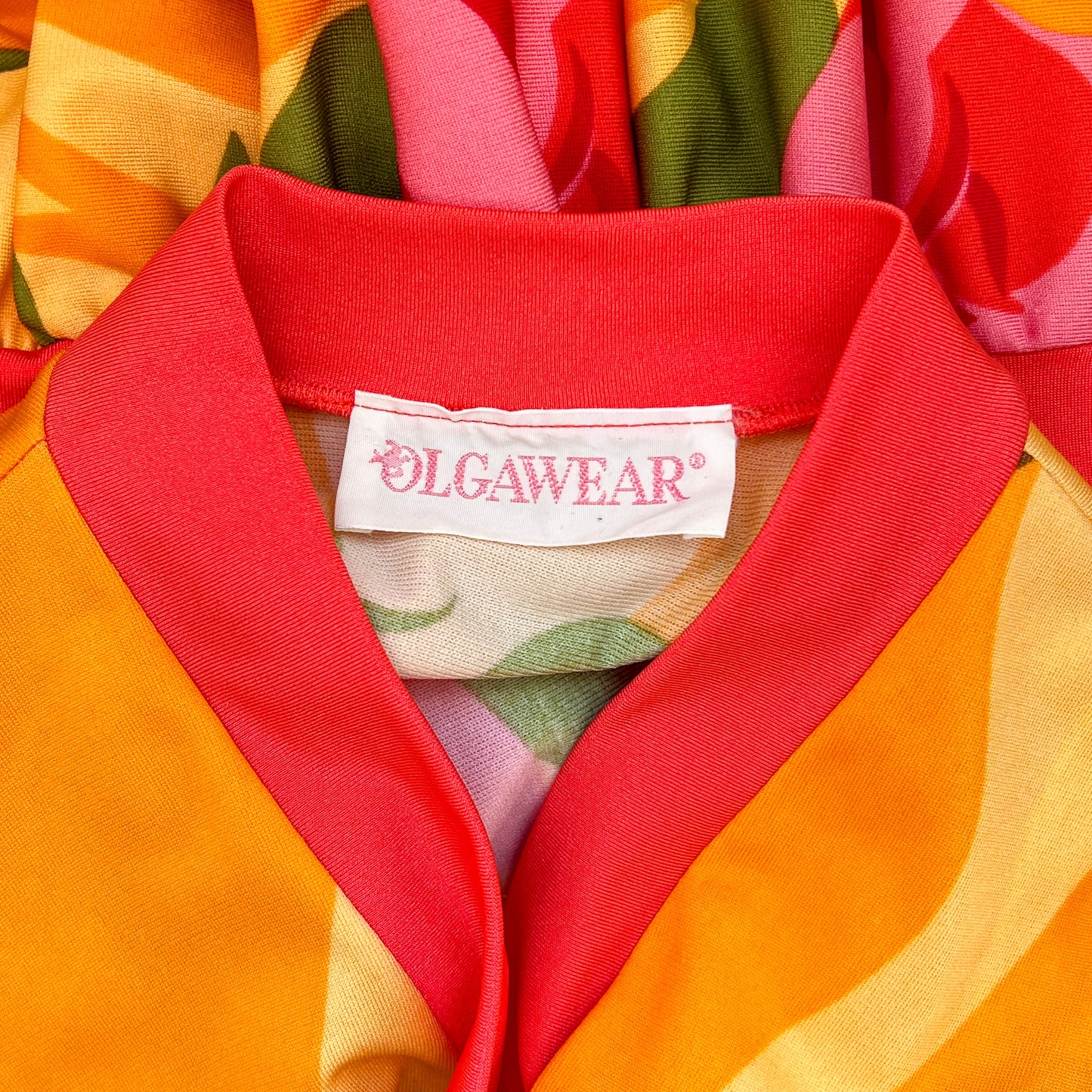 Vibrant 1970s Orange Maxi Dress With Pink Rose Print (S/M)