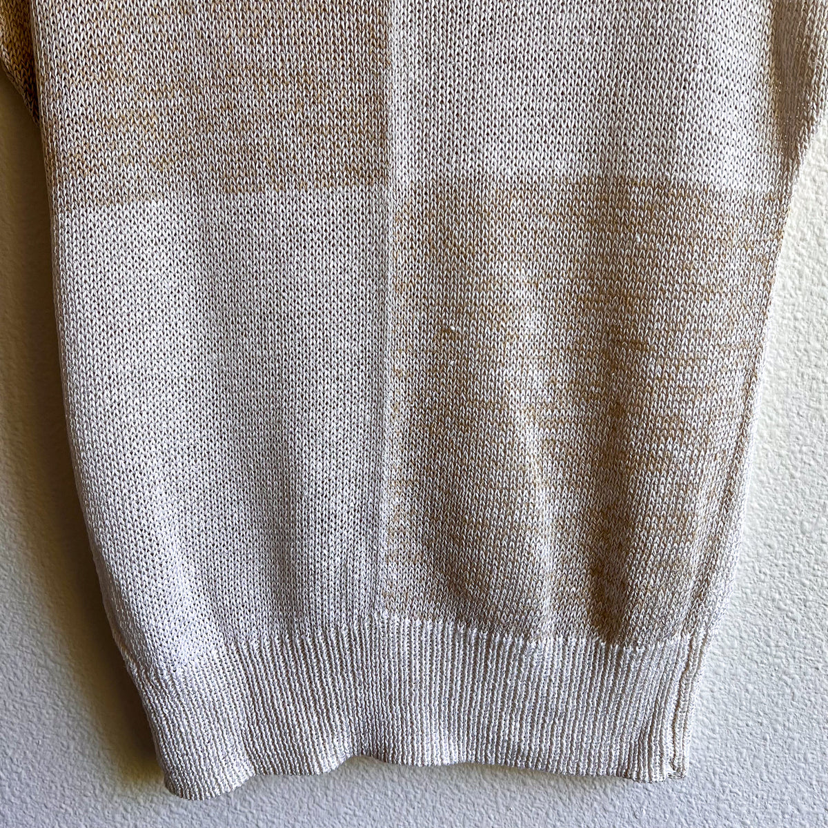 1970s Tan and White Quadrant Sweater (M/L)