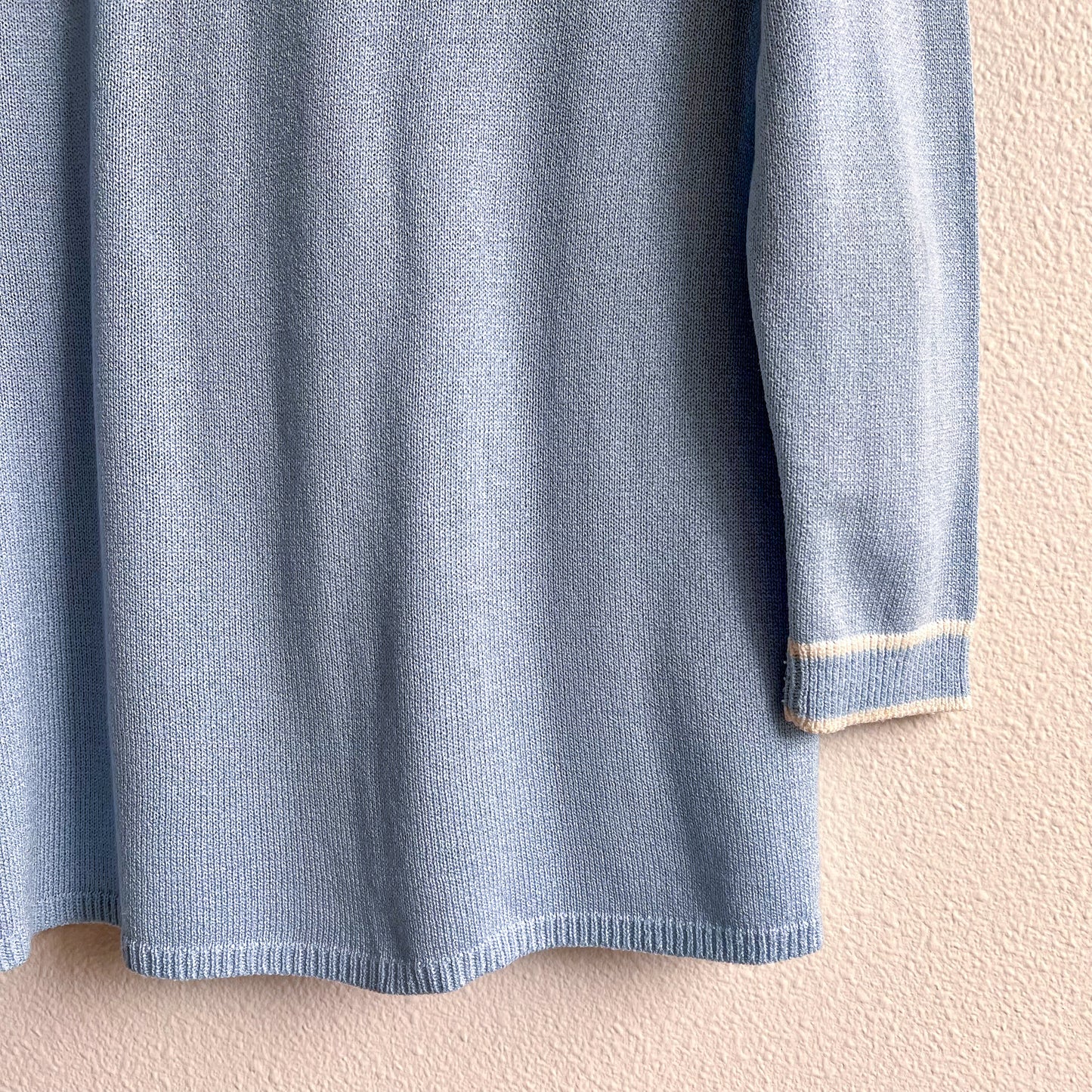 1980s Pale Blue Cardigan With White Trim (S/M)