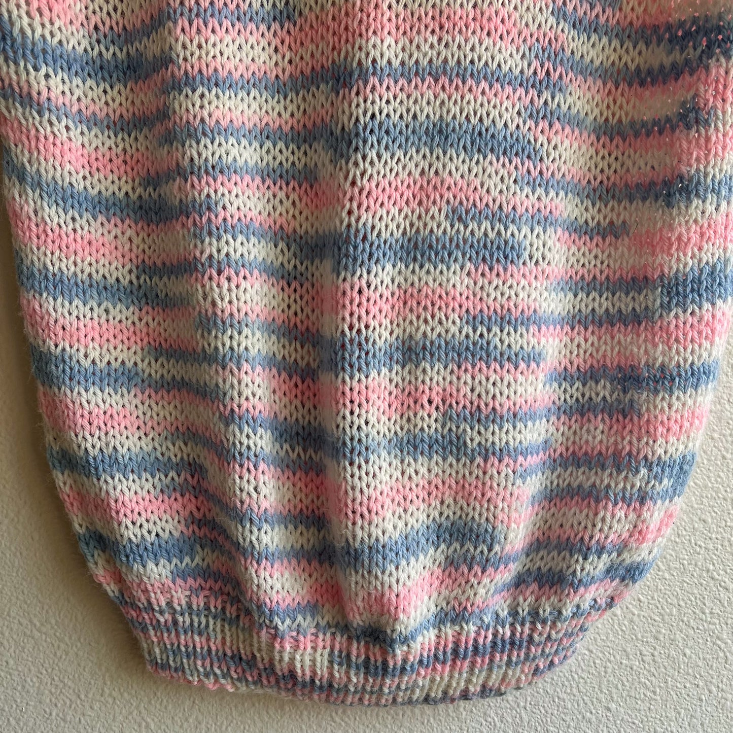 1980s Baby Pink and Blue Short Sleeve Sweater (M/L)