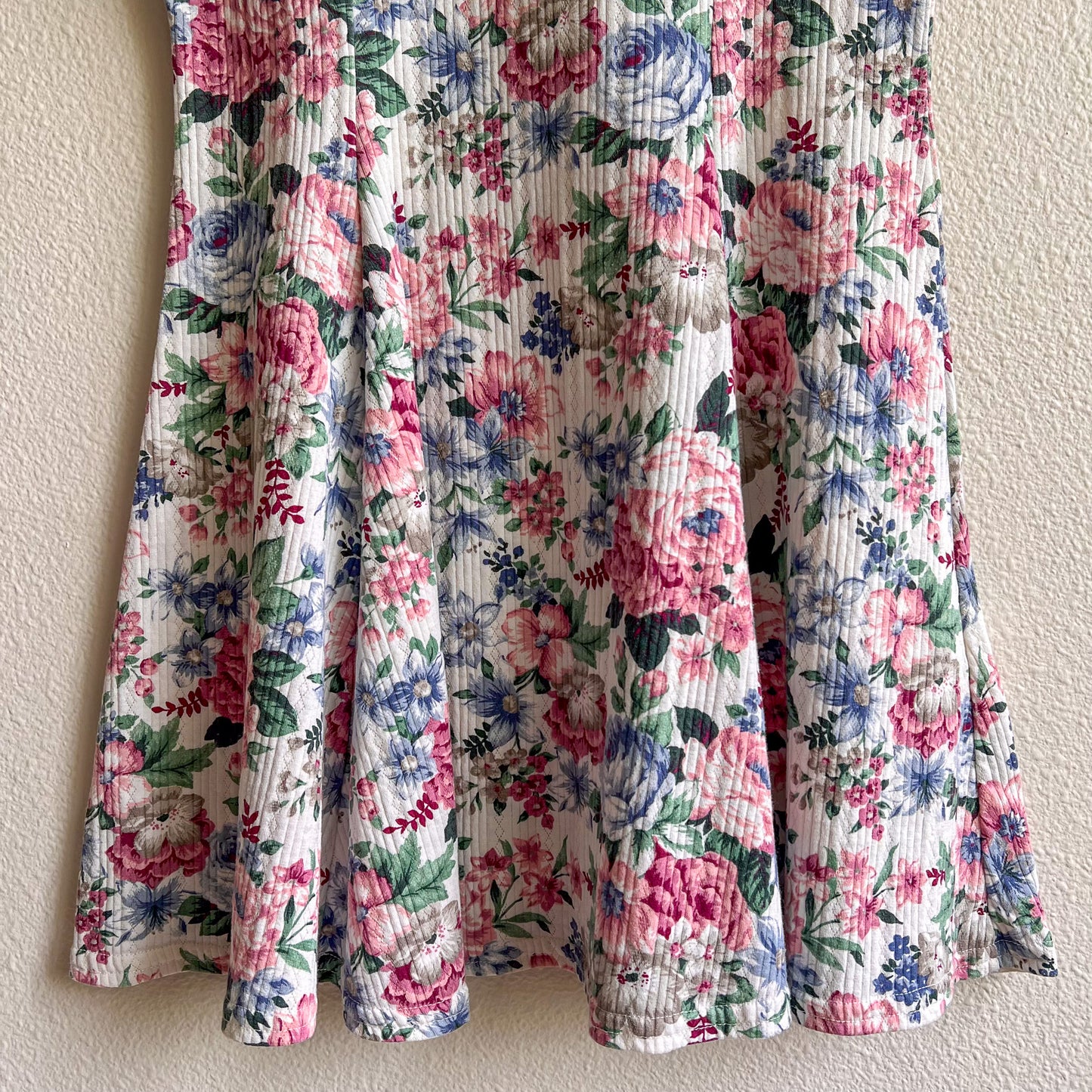 Adorable 1980s Floral Knit Skater Dress (S/M)