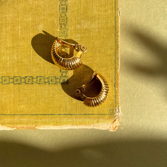 1980s Small Gold Tone Clip-On Hoops