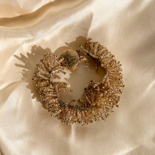 Darling 1980s Iridescent Beaded Fringe Bracelet