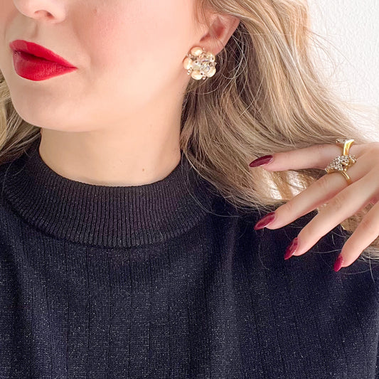 1980s Ivory and Iridescent Beaded Earrings