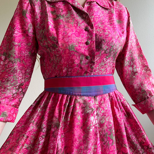 1980s Purple and Pink Silk Tie Belt (OSFM)