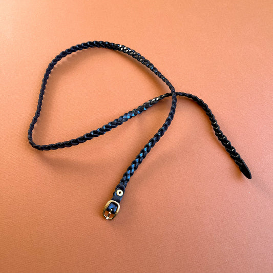 1980s Skinny Black Braided Belt (M/L)