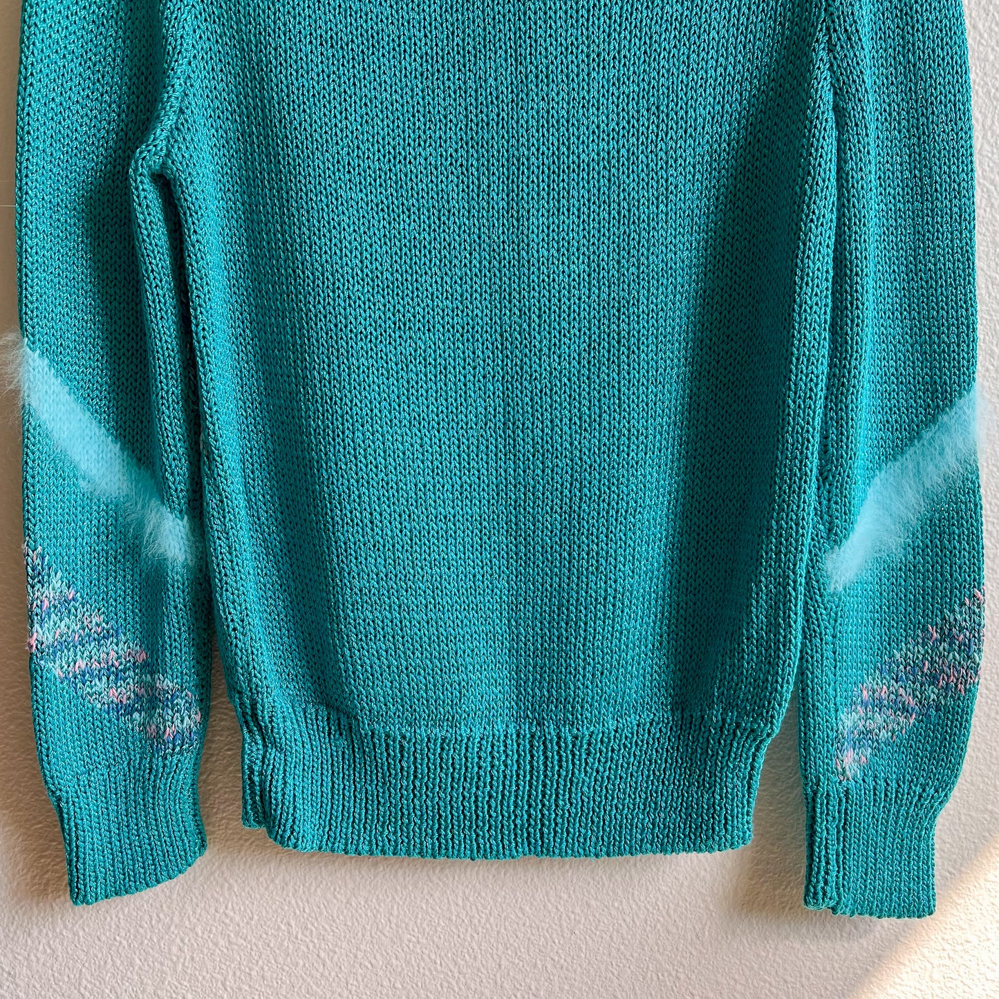 1980s Turquoise Fuzzy Knit Sweater (S/M)