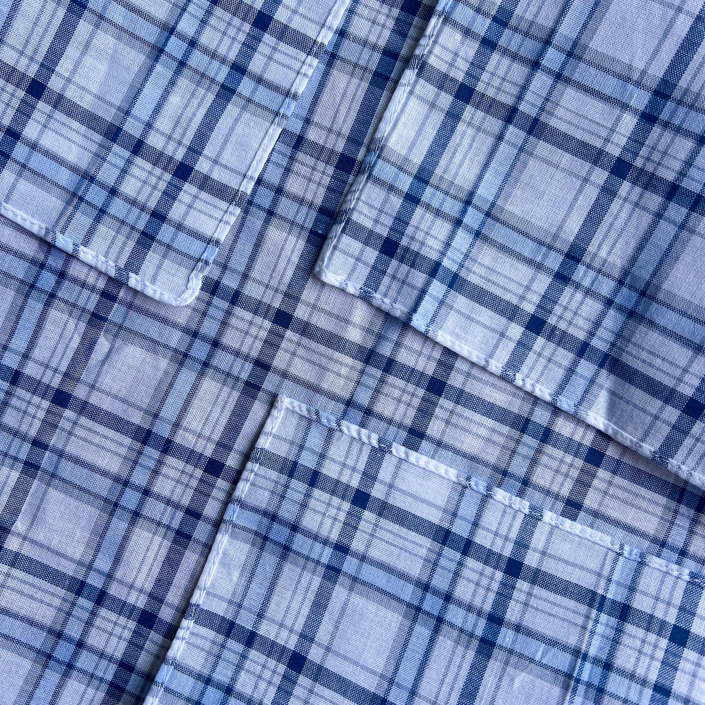 1990s Blue Plaid Handkerchief