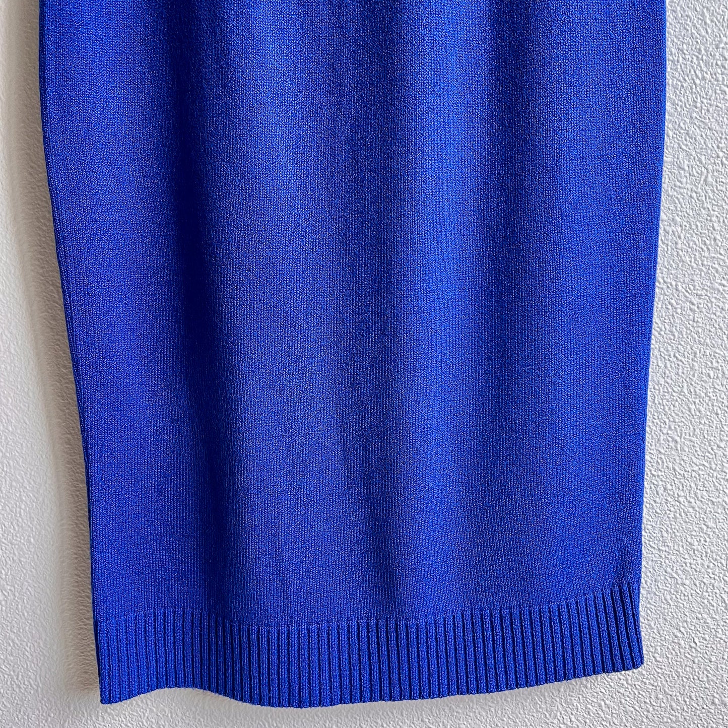 1990s Cobalt Blue Knit Short Sleeve Sweater Dress (M)