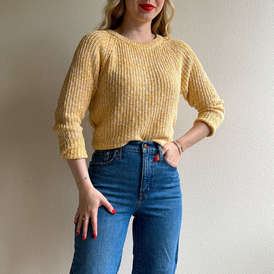 1990s DVF Soft Yellow Open Knit Sweater (S/M)