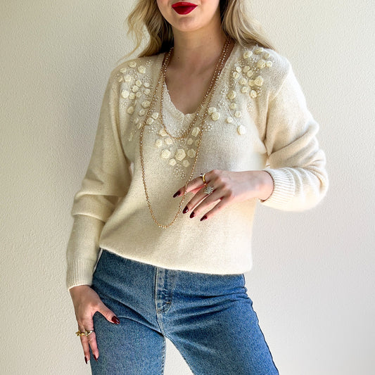 1990s Long Necklace with Faceted Crystal Beads