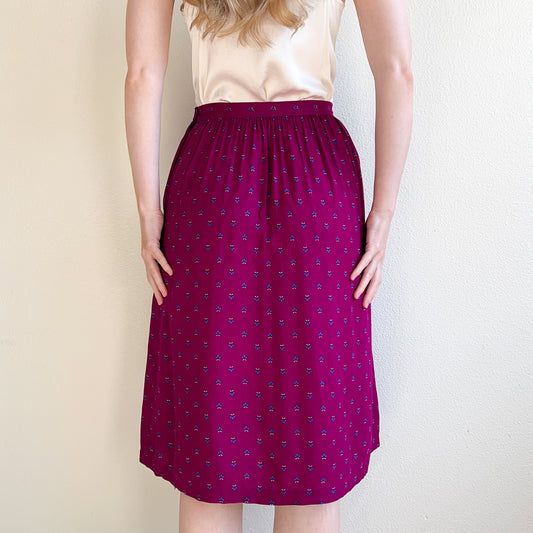 1990s Magenta Patterned Skirt (XS/S)