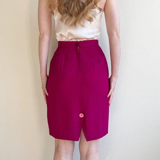 1990s Magenta Pencil Skirt (XS)