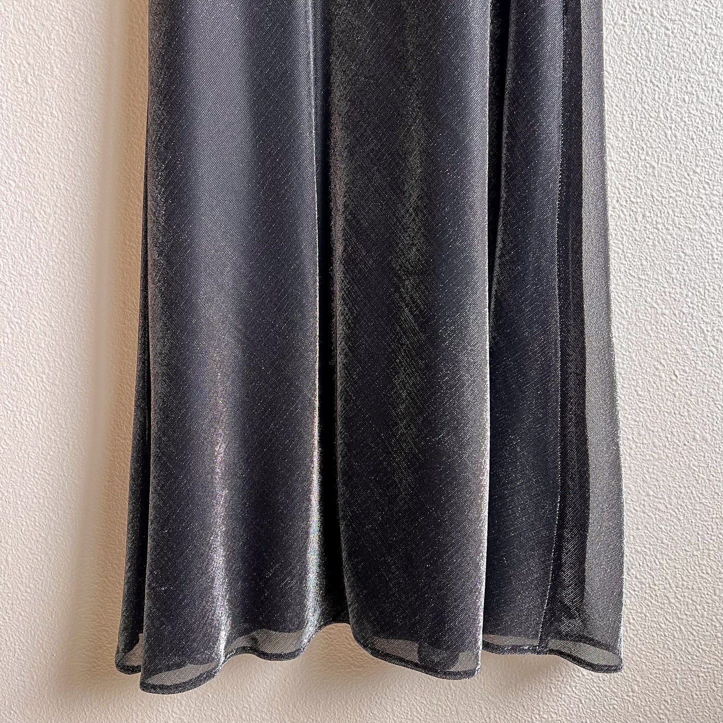 1990s Metallic Silver Dress With Lace Up Back (S)