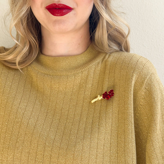 1990s Bouquet of Red Roses Brooch