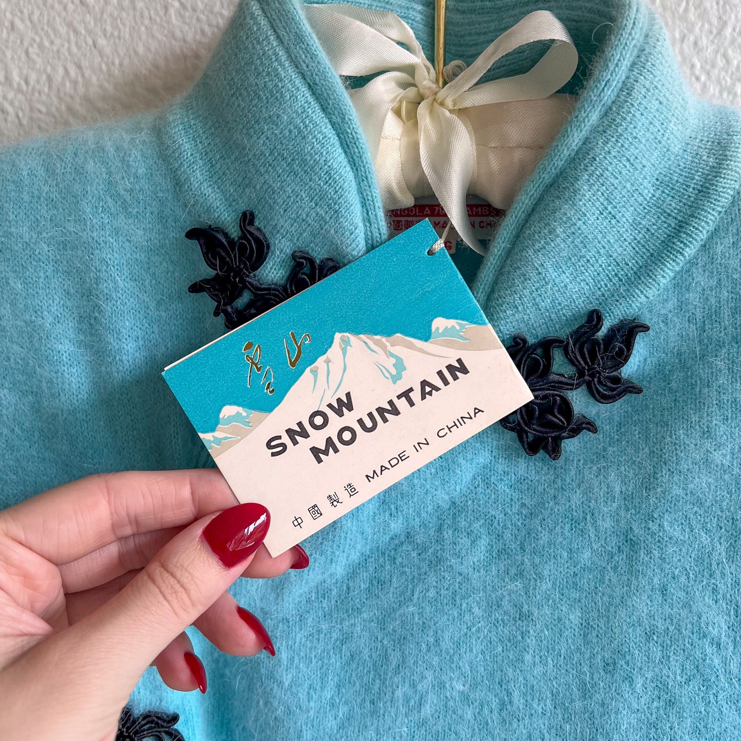 Deadstock Blue Cashmere Sweater With Black Toggles (S/M)