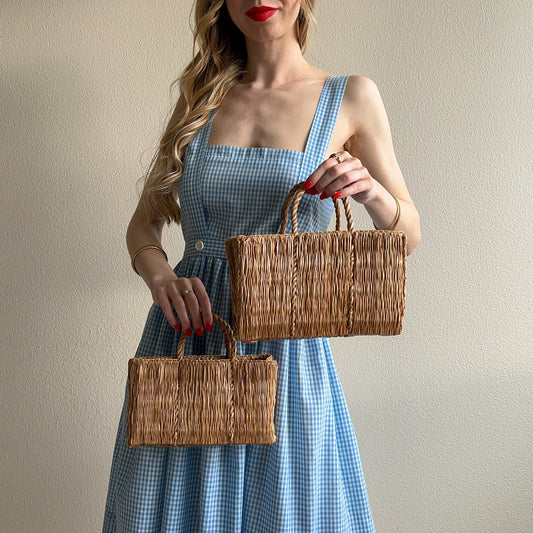 1970s Rectangle Straw Handle Bag