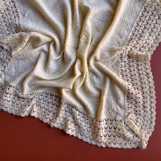 1970s Lemon Yellow Hand Knit Scarf