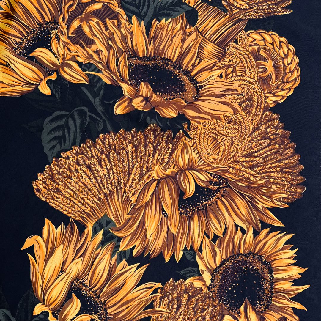 Vintage Chanel Autumnal Sunflowers Silk Scarf