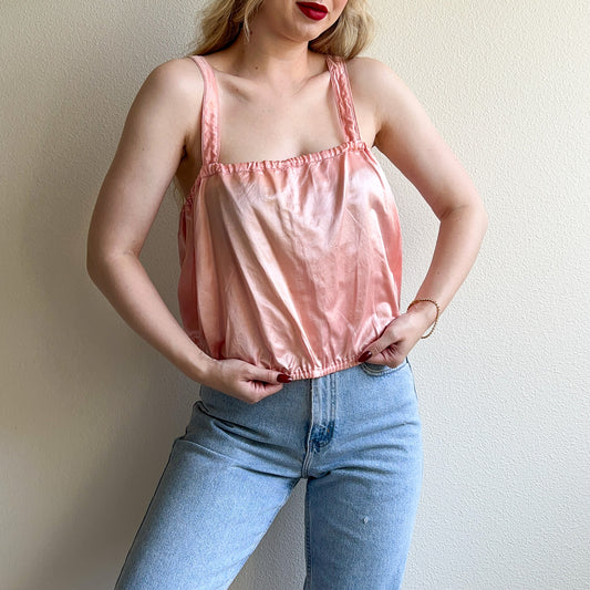 Cute 1920s Pink Silk Cropped Camisole (M/L)