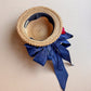 1920s Straw Boater Hat With Dramatic Blue Ribbon (XS)