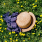 1920s Straw Boater Hat With Dramatic Blue Ribbon (XS)